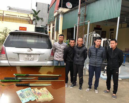 Đối tượng cùng tang vật vụ án. Ảnh: Công an tỉnh Thanh Hóa.