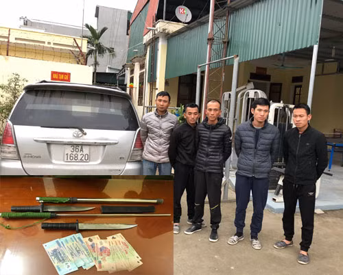 Đối tượng cùng tang vật vụ án. Ảnh: Công an tỉnh Thanh Hóa.