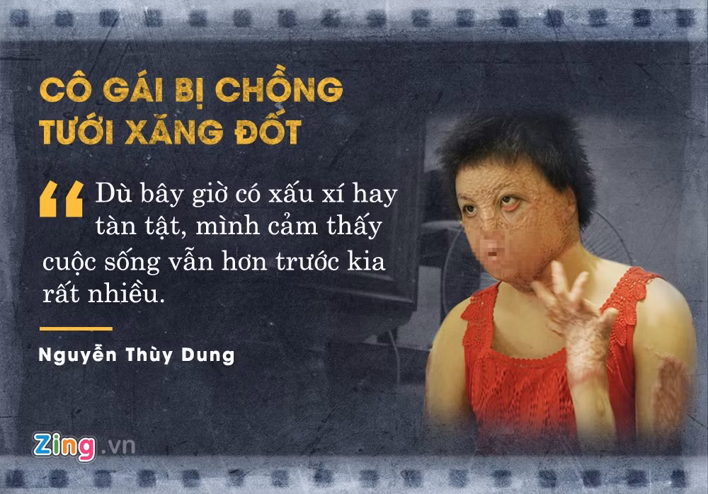 Vượt qua những mặc cảm, đau đớn, tuyệt vọng khi nhan sắc bị hủy hoại, Nguyễn Thuỳ Dung - cô gái bị chồng tưới xăng đốt - đã yêu đời, có thêm hy vọng sống nhờ sự giúp đỡ và quan tâm nhiệt tình từ cộng đồng.