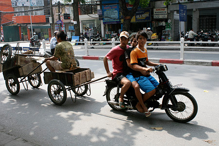 Một công được đôi ba việc... chở người, kéo xe.