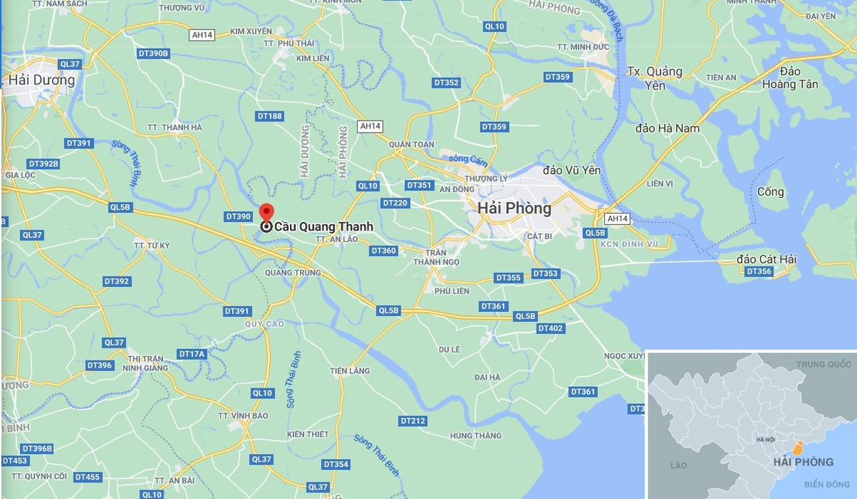 Vị trí cầu Quang Thanh. Ảnh: Google Maps. 