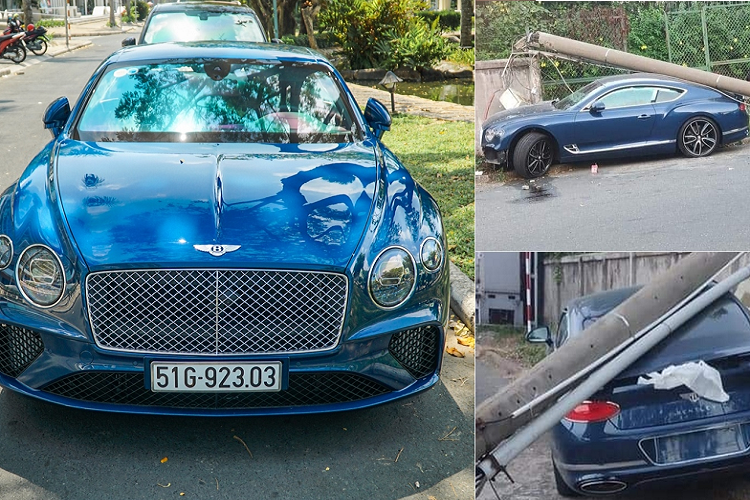 Theo hình ảnh được đăng tải trên mạng xã hội và theo thông tin tìm hiểu của PV, chiếc Bentley Continental GT đời 2018 màu xanh độc nhất Việt Nam bị tai nạn khá nặng tại KCX Q7, TP HCM do nhân viên của Bentley Việt Nam cầm lái.