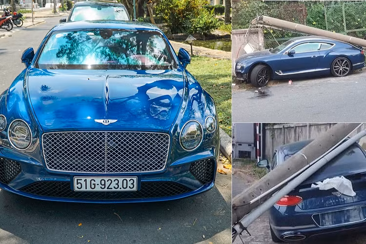 Theo hình ảnh được đăng tải trên mạng xã hội và theo thông tin tìm hiểu của PV, chiếc Bentley Continental GT đời 2018 màu xanh độc nhất Việt Nam bị tai nạn khá nặng tại KCX Q7, TP HCM do nhân viên của Bentley Việt Nam cầm lái.