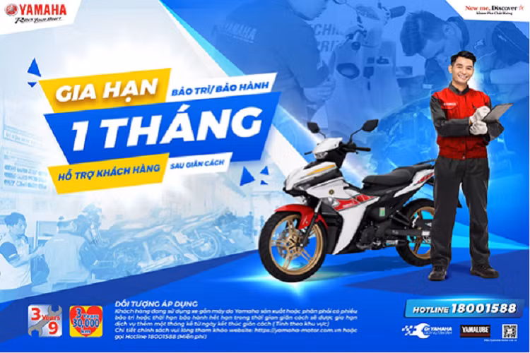 Yamaha gia han bao hanh, bao tri mien phi cho khach hang