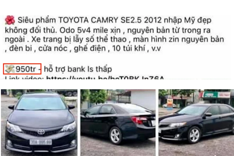 Ở thời điểm điểm năm 2012, một chiếc Camry SE sau thuế có giá không dưới 1,7 tỷ đồng, khoảng 85.000 USD tại thời điểm đó. Đắt hơn 500 triệu đồng so với Camry chính hãng tại thời điểm đó (từ 999 triệu - 1,292 tỷ đồng). Chính vì thế, sau gần 10 năm lăn bánh, Camry nhập Mỹ vẫn “có giá” hơn so với xe nhập chính hãng đời cao hơn. Vì giá cao, nên chiếc Camry SE nhập Mỹ này chắn chắc sẽ không phù hợp với số đông.