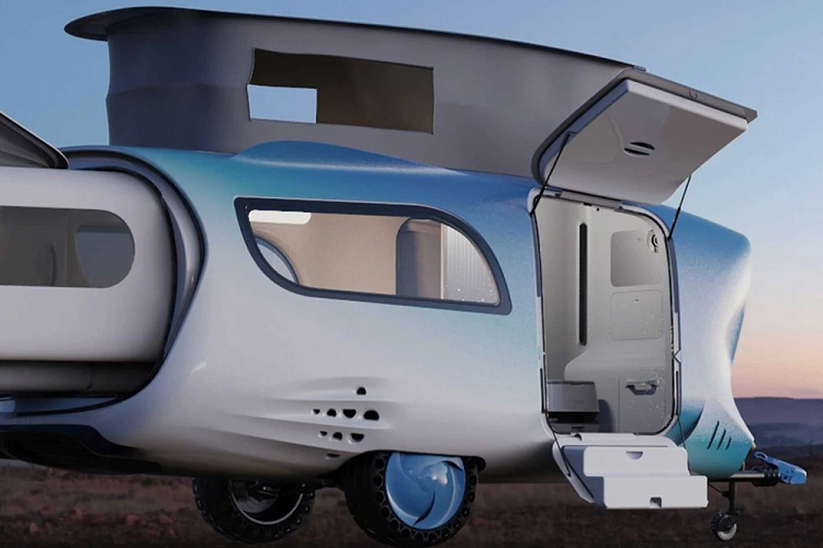 Mẫu concept xe moóc này về cơ bản có thể mở ra thành một ngôi nhà cắm trại đầy đủ tiện nghi, nhờ một những bộ phận có thể trượt ra hoặc bật lên, cung cấp chỗ ở cho một gia đình 4 người. Nó là một mẫu xe nhỏ gọn, lấy cảm hứng từ loài cá voi ở cả hình dáng thiết kế và nước sơn, có phần trượt ra ở phía sau và một vài chiếc lều.