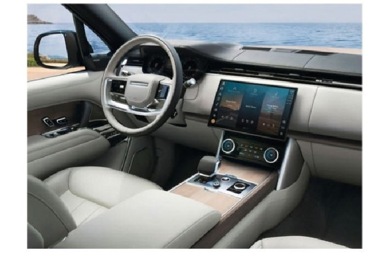 Bước vào bên trong Range Rover 2022, người lái sẽ được chào đón bằng vô lăng 4 chấu mới, gợi liên tưởng đến BMW 7-Series ra đời từ những năm 2000. Bên cạnh đó là cụm điều khiển trung tâm được ốp gỗ tự nhiên và màn hình thông tin giải trí dạng cảm ứng cỡ lớn hơn, trông như máy tính bảng. Đây là màn hình trung tâm lớn nhất từng được trang bị cho một mẫu xe Land Rover.