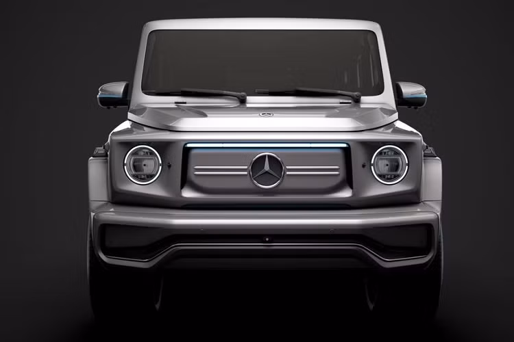 Điểm khác biệt lớn nhất nằm ở phần đầu xe, cụ thể, lưới tản nhiệt truyền thống sẽ không còn xuất hiện trên mẫu xe SUV Mercedes-Benz EQG nữa, mà được thay bằng một tấm ốp nhựa epoxy và cản trước giống trên EQS.