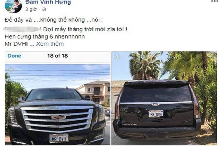 Chiếc SUV hạng sang cỡ lớn - Cadillac của Đàm Vĩnh Hưng có chiều dài tổng thể 5.179 mm, chiều rộng 2.044 mm, cao 1.889 mm và chiều dài cơ sở 2.946 mm. Với kích thước lớn như thế này nên đương nhiên Cadillac Escalade có trọng lượng 2.530 - 2.656 kg.
