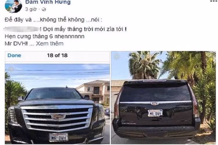 Chiếc SUV hạng sang cỡ lớn - Cadillac của Đàm Vĩnh Hưng có chiều dài tổng thể 5.179 mm, chiều rộng 2.044 mm, cao 1.889 mm và chiều dài cơ sở 2.946 mm. Với kích thước lớn như thế này nên đương nhiên Cadillac Escalade có trọng lượng 2.530 - 2.656 kg.