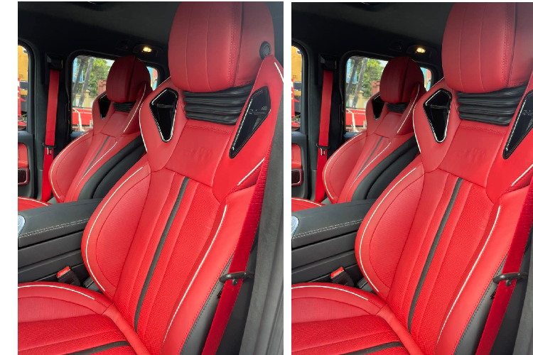 Chưa hết, dòng chữ thể hiện phiên bản của nhà độ Carlex Design còn xuất hiện bảng táp lô, ngay trước mặt ghế phụ. Ngoài ra được hãng độ Carlex Design bọc da cao cấp và còn trang trí thêm rất nhiều chi tiết carbon, tuy nhiên các trang bị giải trí và an toàn... không khác gì bản tiêu chuẩn. 