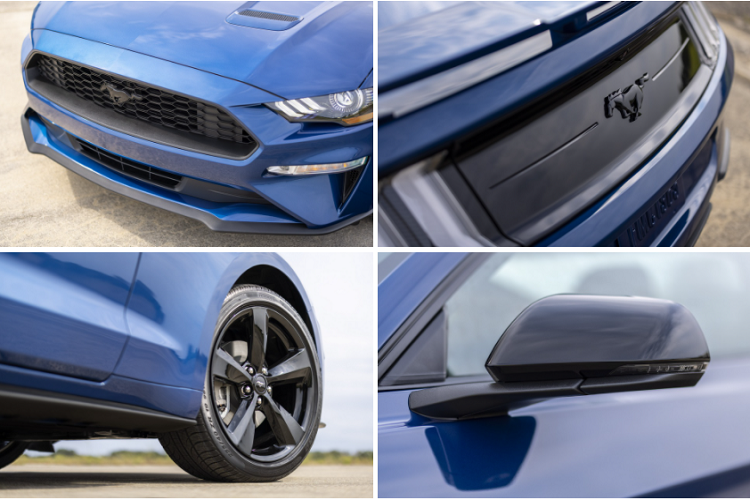 Các chi tiết như logo Mustang, ốp tai gương, mâm hợp kim nhôm 19 inch... được sơn màu đen bóng Ebony.