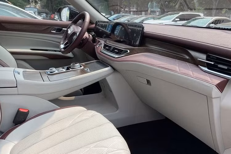 Phần đầu xe có đôi chút hao hao giống mẫu xe Hàn Quốc Hyundai Santa Fe với cụm lưới tản nhiệt cỡ lớn dạng tổ ong, cụm đèn chiếu sáng 2 tầng tách biệt và đèn sương mù đặt ẩn bên trong hốc hút gió. Các đường gân dập nổi xuất hiện trên phần nắp capo và chạy dọc hai bên hông xe tạo cảm giác khỏe khoắn, hầm hố. 