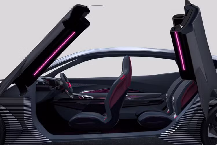 Chiếc concept nổi bật với vòm bánh xe phát sáng màu khi đang sạc, đỗ hoặc di chuyển. Phần đầu xe nổi bật với kính chắn gió kiểu gợn sóng, các cột trụ tối giản và một mui kính năng động. Đuôi xe góc cạnh hơn với cụm đèn hậu hình boomerang và nối với nhau bằng dải LED mảnh.