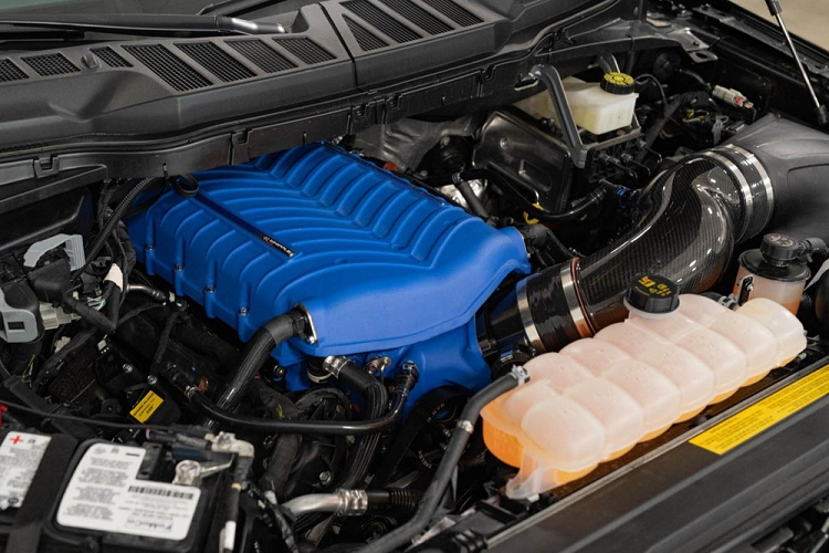 Những thay đổi nội thất có phần khiêm tốn hơn, nhưng Shelby F-150 2021 có ghế da 2 tông màu với thêu chữ Shelby. Các điểm nổi bật khác bao gồm chi tiết trang trí bằng sợi carbon, pê-đan phôi thép, bảng đánh số riêng và thảm sàn đặc biệt. Nhà sản xuất không hé lộ chi tiết thông số kỹ thuật, nhưng nói rằng xe tiêu chuẩn có 395 mã lực. Tuy nhiên, đó có lẽ là một sai lầm bởi động cơ V8 dung tích 5.0 lít nguyên bản của F-150 sản sinh 400 mã lực.