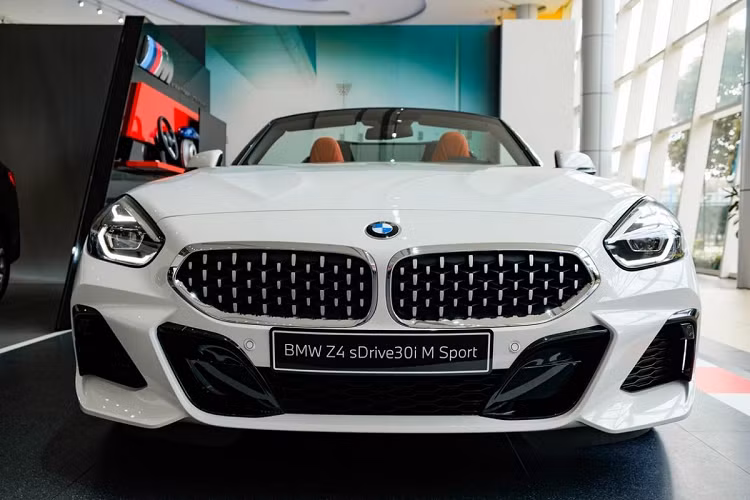 Ở phần đầu, BMW Z4 có nắp ca-pô dài với dạng "vỏ sò" đặc trưng cùng những đường gân dập nổi mạnh mẽ. Xe có lưới tản nhiệt "quả thận" nằm ngang viền chrome với họa tiết điểm tạo hiệu ứng 3D. Z4 là mẫu xe sở hữu lưới tản nhiệt quả thận đặt ngang khiến dễ liên tưởng đến bộ lưới tản nhiệt của mẫu BMW 507 nổi tiếng.