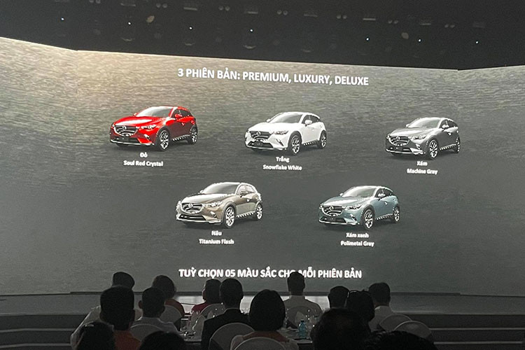 Mazda phân phối CX-3 thế hệ mới tại Việt Nam với 3 phiên bản Deluxe, Luxury và Premium, giá bán dao động 629 đến 709 triệu đồng. Mức giá này tương đương với Ford EcoSport (603 đến 686 triệu đồng), Hyundai Kona (636 đến 750 triệu đồng) và dễ chịu hơn Peugeot 2008 (739 đến 829 triệu đồng).