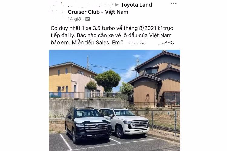 Hiện tại, nhân viên kinh doanh của Toyota Việt Nam (TMV) đã nhận đặt cọc Land Cruiser 2022, sẵn sàng giao xe cho khách Việt ngay lô đầu tiên với thời gian dự kiến giao xe vào tháng 8 năm nay. Như vậy có thể thấy Toyota Việt Nam (TMV) đang có kế hoạch sớm mang Land Cruiser thế hệ mới về nước ngay từ rất sớm. Tương tự thế hệ hiện tại, “Cá Lăng” thế hệ mới vẫn được nhập khẩu từ Nhật Bản.