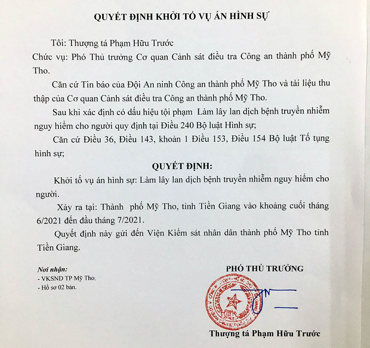 Khoi to vu an lam lay lan dich Covid-19 o TP My Tho-Hinh-2