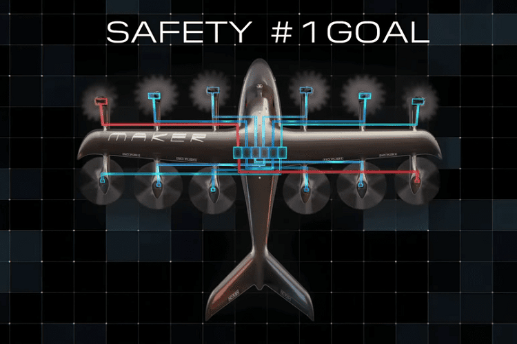 Nó có một hệ thống đẩy điện phân phối, cho phép 12 mô tơ điện tiếp nhận năng lượng từ 6 cụm pin riêng lẻ. Thiết kế này giúp Maker có thể duy trì chuyến bay ngay cả khi 1 hoặc 2 mô tơ của nó bị hỏng.