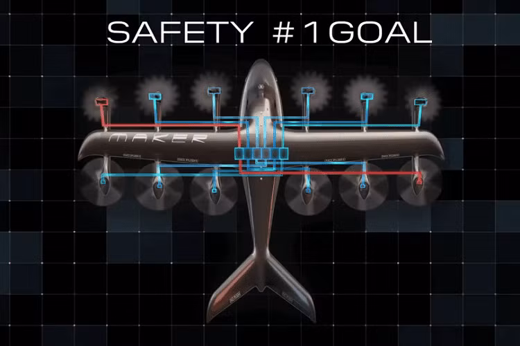 Nó có một hệ thống đẩy điện phân phối, cho phép 12 mô tơ điện tiếp nhận năng lượng từ 6 cụm pin riêng lẻ. Thiết kế này giúp Maker có thể duy trì chuyến bay ngay cả khi 1 hoặc 2 mô tơ của nó bị hỏng.