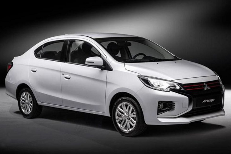  4. Mitsubishi Attrage: 357 triệu đồng. Là mẫu sedan cỡ nhỏ cùng phân khúc Sedan hạng B với Toyota Vios, Mazda2, Honda City,...