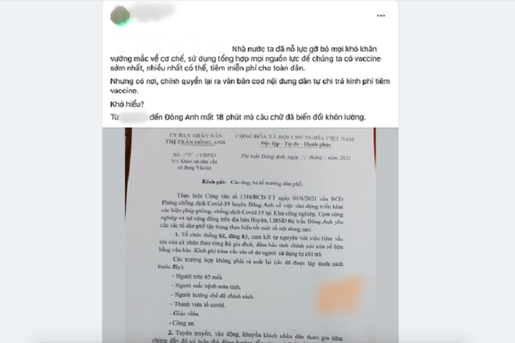 Thuc hu thong tin yeu cau nguoi dan phai tra phi tiem vac-xin COVID-19