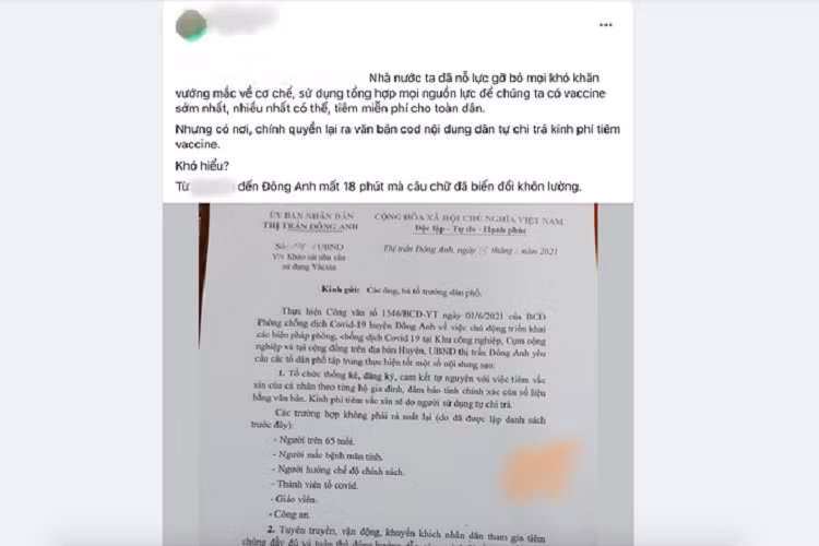 Thuc hu thong tin yeu cau nguoi dan phai tra phi tiem vac-xin COVID-19