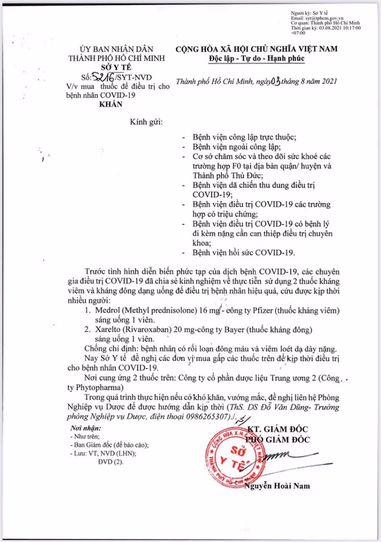 So Y te TP HCM thu hoi van ban neu ten 2 loai thuoc dieu tri COVID-19