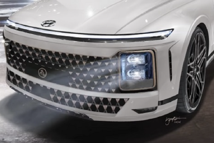 Quay trở lại với bản phác họa được đăng tải trên kênh YouTube, dường như Hyundai Grandeur phiên bản mới sẽ có thiết kế mặt trước tương đồng với mẫu MPV Staria, bao gồm bộ lưới tản nhiệt vuông vức cùng cụm đèn pha xếp tầng đặt dọc. Trong khi đó, khu vực đuôi xe lại mang hơi hướng tương lai hơn nhờ thiết kế lấy cảm hứng từ mẫu xe điện Lucid Air.