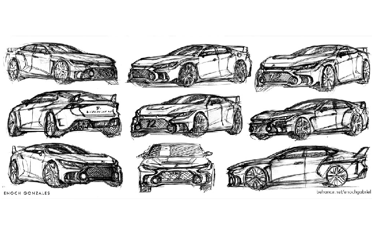 Khác với những mẫu xe thương mại thực tế của nhà Mitsubishi hiện tại, Lancer Evo trong trí tưởng tượng của Enoch không được trang bị lưới tản nhiệt phong cách Dynamic Shield như Xpander, Pajero Sport hay Attrage phiên bản mới nhất. Thay vào đó, xe được khoác lên mình tấm lưới tản nhiệt kích cỡ lớn liền với tấm cản gầm. Chính diện giữa mũi xe có một khe lấy gió khoét sâu vào bên trong, tạo cảm giác ấn tượng.