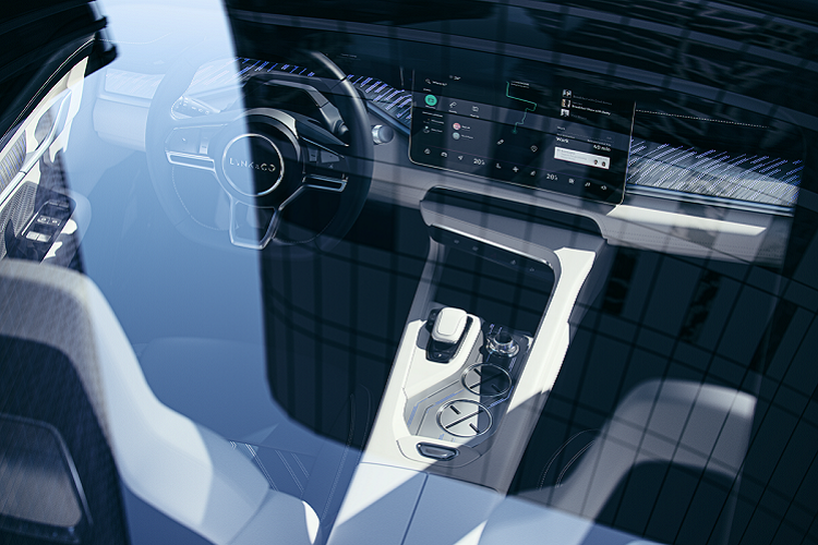 Qua những hình ảnh vừa được công bố, Lynk &amp; Co Zero Concept mới có không gian nội thất hiện đại và tối giản. Một vài phím bấm được giữ lại ở khu vực điều khiển trung tâm. Nổi bật là màn hình thông tin giải trí độ phân giải cao cỡ lớn đặt nổi. Bảng đồng hồ là màn hình kỹ thuật số được làm mảnh và dài.