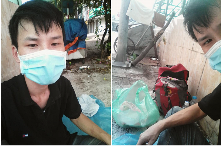 Chang trai mac ket, ngu trong ham di bo o Ha Noi duoc giup do