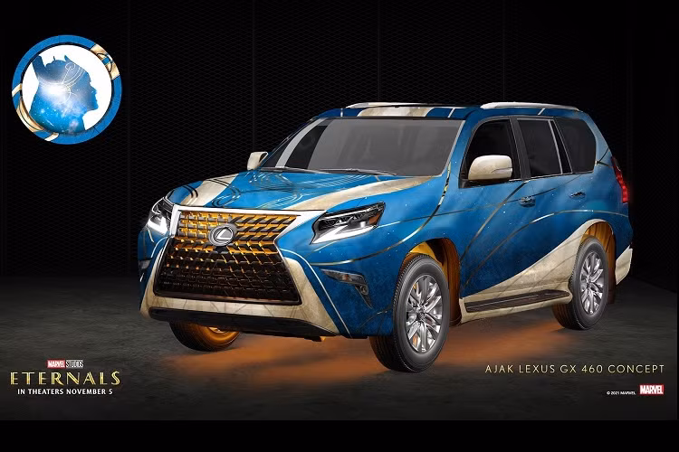 Đội hình xế sang của các siêu anh hùng Eternals bắt đầu với chiếc Lexus GX 460 đại diện cho sức mạnh cùng sức bền siêu phàm của Ajak và Druig.