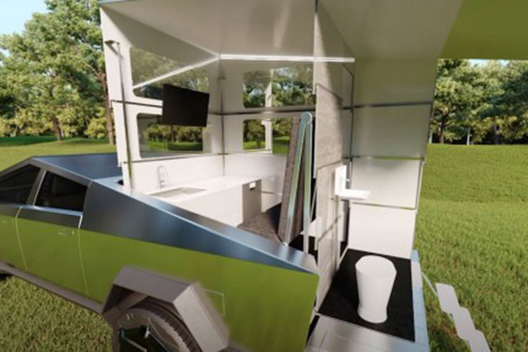 Vẻ đẹp trong thiết kế của CyberLandr là khi được xếp gọn, nó không tạo thêm lực cản cho tính khí động học của Cybertruck, do đó loại bỏ tác động lớn đối với cự li di chuyển của xe điện giống như buồng cắm trại hoặc xe moóc truyền thống.