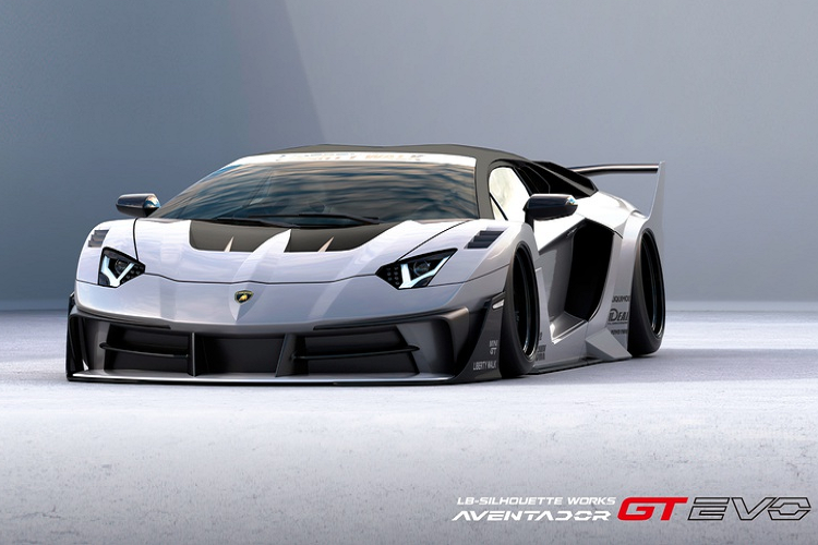 Gói độ này có tên đầy đủ là LB-Silhouette WORKS AVENTADOR GT Evo. Do đó, ngoại thất của chiếc xe khá tương đồng với người đàn em LB-Silhouette WORKS HURACAN GT, vốn đã được ra mắt từ tháng 9/2019. Đây cũng là gói thiết kế thứ 6 Liberty Walk dành riêng cho dòng siêu xe Lamborghini Aventador.
