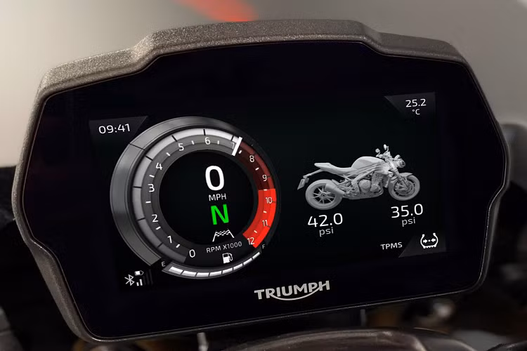 Bộ thiết bị điện tử trên Speed Triple 1200RS bao gồm ABS khi vào cua với mô-đun Continental MIB-EVO ABS mới và đơn vị đo lường quán tính sáu trục. Có bốn cấp độ kiểm soát lực kéo gồm Rain, Road, Sport và Track, cùng với năm chế độ lái có thể tùy chỉnh gồm Rain, Road, Sport, Track và Rider.