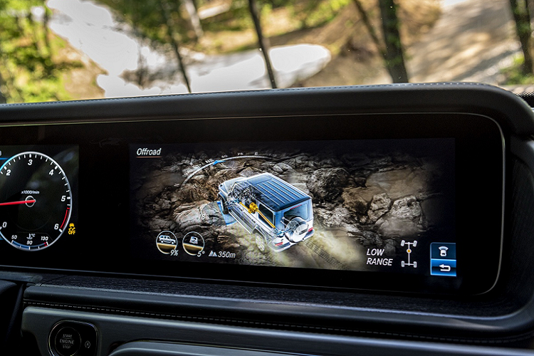 Mercedes-Benz G 400 d được trang bị đèn MultiBeam LED với khả năng chiếu xa 650 m, cửa sổ trời, chức năng cảnh báo mất tập trung ATTENTION ASSIST, chức năng tự động bảo vệ PRE-SAFE, cảnh báo điểm mù…