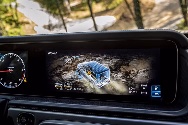 Mercedes-Benz G 400 d được trang bị đèn MultiBeam LED với khả năng chiếu xa 650 m, cửa sổ trời, chức năng cảnh báo mất tập trung ATTENTION ASSIST, chức năng tự động bảo vệ PRE-SAFE, cảnh báo điểm mù…