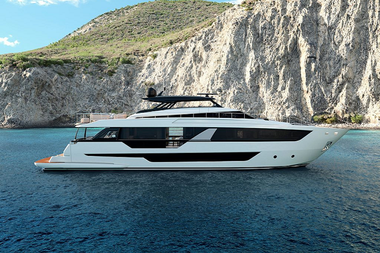 Mẫu siêu du thuyền đắt tiền chủ lực được thiết kế bởi Ủy ban Chiến lược sản phẩm của tập đoàn Ferretti, do chính kỹ sư Piero Ferrari, con trai của nhà chế tác siêu xe Enzo Ferrari đứng đầu bộ phận. Thiết kế ngoại thất được hoàn thiện bởi kiến trúc sư Filippo Salvetti và ý tưởng nội thất do Ideaeitalia cung cấp.