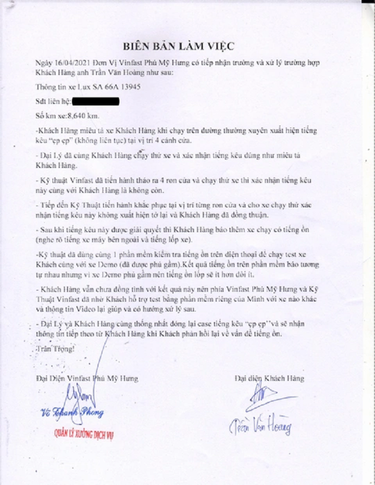 Dai dien VinFast: 