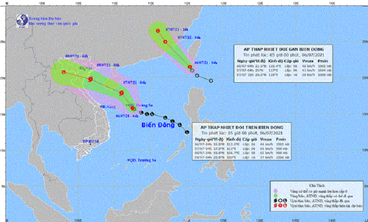 Ap thap nhiet doi di chuyen theo huong Tay Bac, co kha nang thanh bao