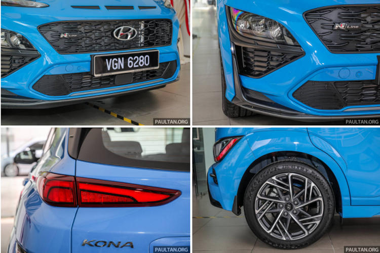 Bộ mâm hợp kim 18 inch trên Kona N Line có thiết kế cầu kỳ và bắt mắt hơn bản 1.6 Turbo với các chấu đan xen.