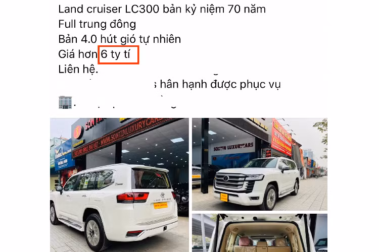 So với Toyota Land Cruiser 2022 mới nhập chính hãng có giá từ 4,060 tỷ đồng, Land Cruiser 2022 phiên bản VX nhập Trung Đông này có giá bán cao hơn 2 tỷ đồng - số tiền đủ để lăn bánh một chiếc Camry 2022 phiên bản HEV cao cấp nhất. Tuy nhiên, phiên bản này vẫn còn rẻ hơn bản VXR nhập Trung Đông đang được chào bán hơn 7 tỷ đồng.
