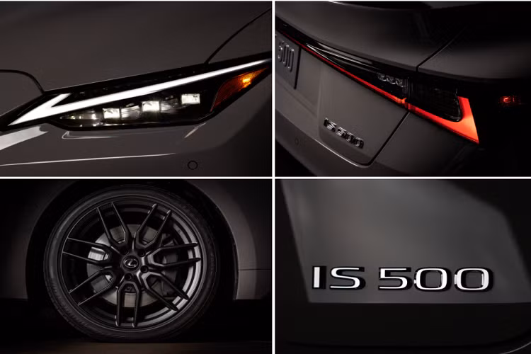 Thêm một điểm đặc biệt trên mẫu Lexus IS 500 F Sport Performance Launch Edition là bộ mâm hợp kim rèn 19 inch có tạo hình 7 chấu kép sơn đen mờ, thay vì dạng nan hoa trên model thường. So với trang bị của Lexus IS F Sport tiêu chuẩn, mỗi la-zăng trên bản đặc biệt nhẹ hơn khoảng 1,8 kg.