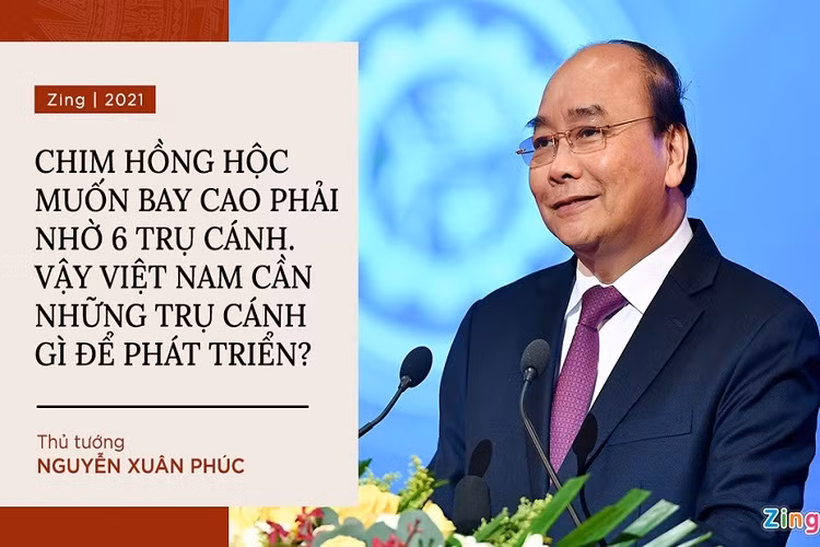 Tại hội nghị Chính phủ với địa phương cuối năm 2019, Thủ tướng nhắc lại câu nói nổi tiếng của Trần Hưng Đạo: “Chim hồng hộc muốn bay cao phải nhờ ở 6 xương trụ cánh. Nếu không có 6 trụ cánh ấy thì cũng chim thường thôi". Ông đặt câu hỏi với lãnh đạo các bộ ngành, địa phương làm thế nào để đưa kinh tế - xã hội Việt Nam vươn cao, cần những “xương trụ cánh” gì? Khát vọng, hướng đi và cách làm để đất nước giàu mạnh, hùng cường là điều ông muốn gửi gắm. 