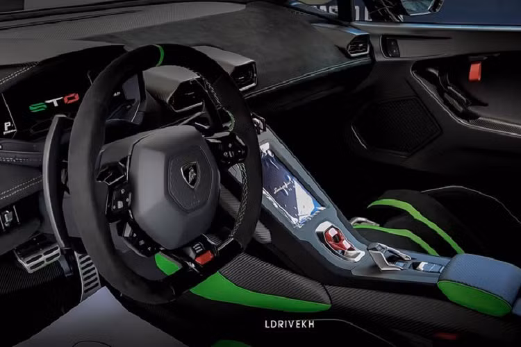 Lamborghini Huracan STO mới về đến Campuchia sở hữu khối động cơ V10, dung tích 5.2 lít, sản sinh ra công suất tối đa 640 mã lực và mô-men xoắn cực đại 565 Nm.