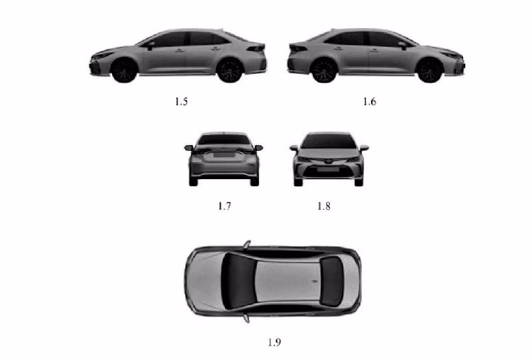 Về kiểu dáng, Toyota Corolla Altis thế hệ thứ 12 là một mẫu xe hoàn toàn mới khi được xây dựng trên nền tảng Toyota New Global Architecture (TNGA) GA-C, tương tự Prius và C-HR. Xe có kích thước dài x rộng x cao lần lượt là 4.640 x 1.780 x 1.435 mm. Như vậy, Altis mới dài hơn 10mm, rộng hơn 5mm và thấp hơn 45mm so với mẫu Altis tiền nhiệm.