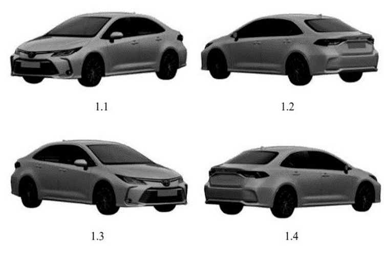 Theo hình ảnh từ Cục Sở hữu Trí tuệ, mẫu xe sedan Toyota Corolla Altis 2021 tại thị trường Việt Nam dự kiến sẽ có ít nhất 2 phiên bản. Điểm chú ý chính nằm ở thiết kế đèn pha phía trước với 2 kiểu khác nhau, có thể nhằm mục đích phân biệt bản cao cấp và bản tiêu chuẩn.