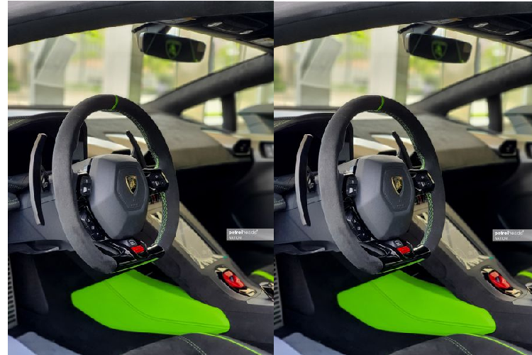 Thêm một điểm đáng chú ý nữa trên Lamborghini Huracan STO hàng hiếm là nắp che động cơ phía sau dạng mở rời - tích hợp hốc gió NACA và vây cá - được làm bằng sợi carbon, cùng cánh gió cỡ lớn ở đuôi xe vô cùng ấn tượng. 